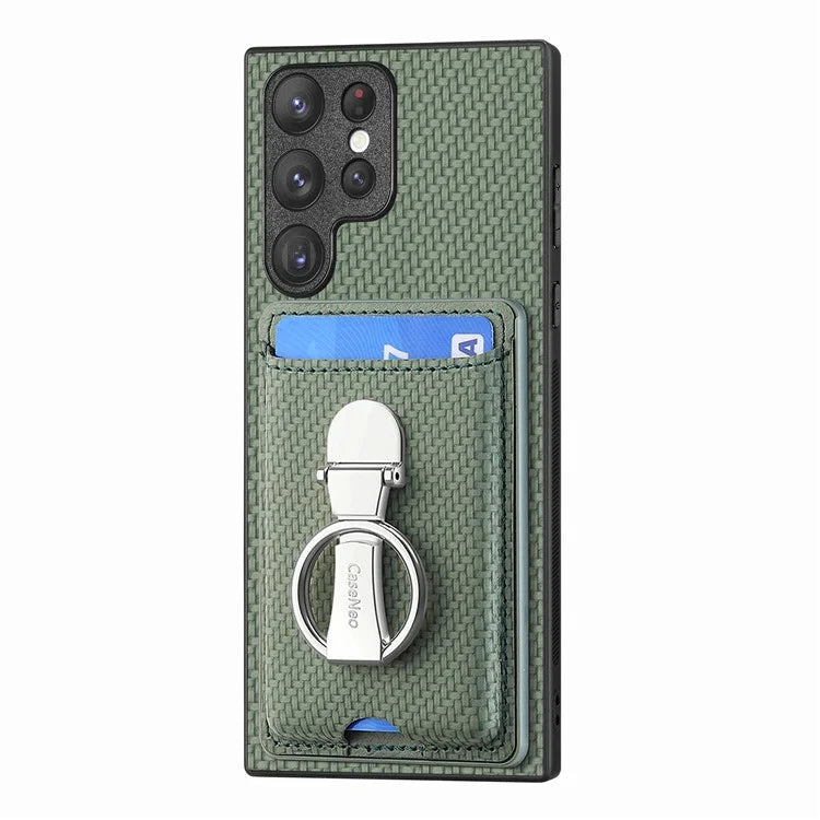 C1-9 for Samsung Galaxy S23 Ultra Case Leather+TPU+PC Phone Cover with Card Slots Folding Kickstand