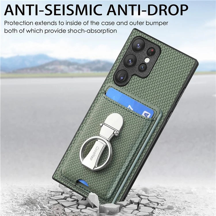 C1-9 for Samsung Galaxy S23 Ultra Case Leather+TPU+PC Phone Cover with Card Slots Folding Kickstand