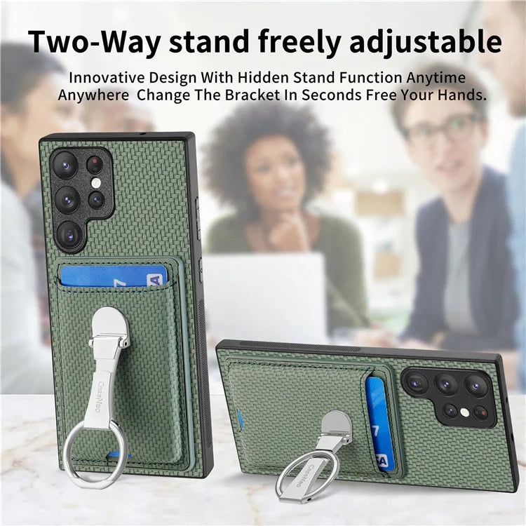 C1-9 for Samsung Galaxy S23 Ultra Case Leather+TPU+PC Phone Cover with Card Slots Folding Kickstand