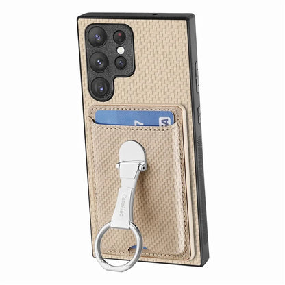 C1-9 for Samsung Galaxy S23 Ultra Case Leather+TPU+PC Phone Cover with Card Slots Folding Kickstand