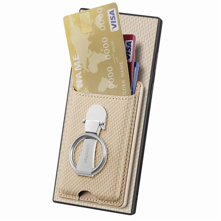 C1-9 for Samsung Galaxy S23 Ultra Case Leather+TPU+PC Phone Cover with Card Slots Folding Kickstand