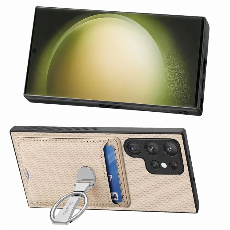 C1-9 for Samsung Galaxy S23 Ultra Case Leather+TPU+PC Phone Cover with Card Slots Folding Kickstand