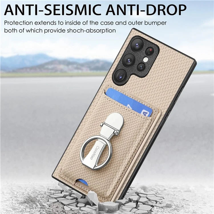 C1-9 for Samsung Galaxy S23 Ultra Case Leather+TPU+PC Phone Cover with Card Slots Folding Kickstand