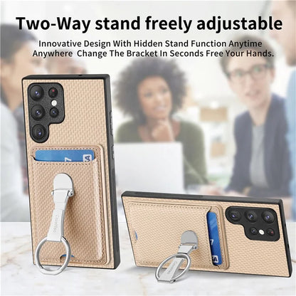 C1-9 for Samsung Galaxy S23 Ultra Case Leather+TPU+PC Phone Cover with Card Slots Folding Kickstand