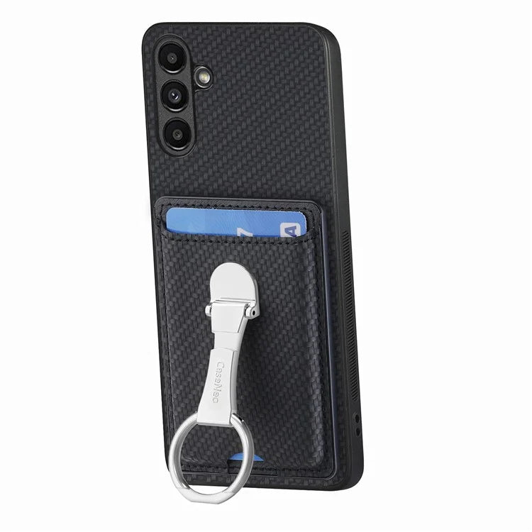 C1-9 for Samsung Galaxy A55 5G Case with Ring Kickstand Carbon FiberTexture Leather Back Cover