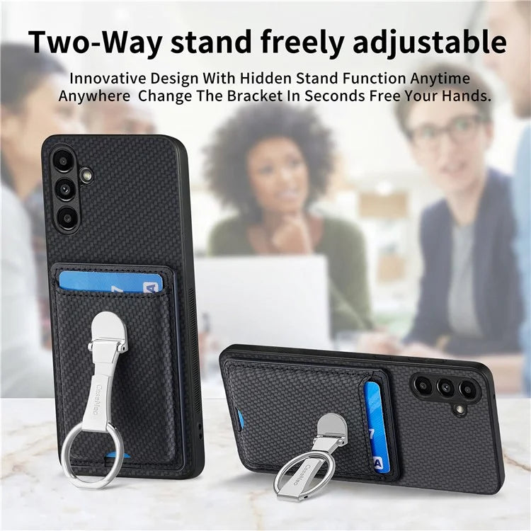 C1-9 for Samsung Galaxy A54 5G Kickstand Case Leather+TPU+PC Carbon Fiber Texture Phone Cover