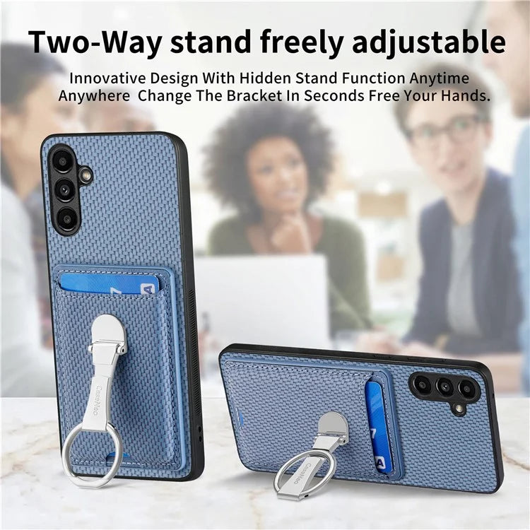 C1-9 for Samsung Galaxy A54 5G Kickstand Case Leather+TPU+PC Carbon Fiber Texture Phone Cover