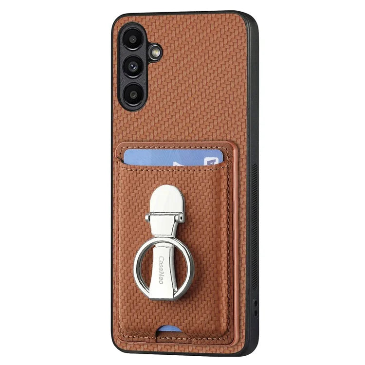 C1-9 for Samsung Galaxy A54 5G Kickstand Case Leather+TPU+PC Carbon Fiber Texture Phone Cover