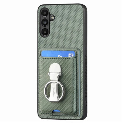 C1-9 for Samsung Galaxy A54 5G Kickstand Case Leather+TPU+PC Carbon Fiber Texture Phone Cover