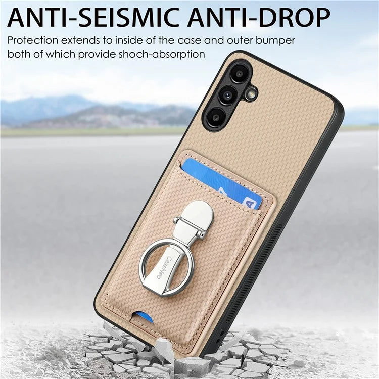C1-9 for Samsung Galaxy A54 5G Kickstand Case Leather+TPU+PC Carbon Fiber Texture Phone Cover