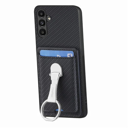 C1-9 for Samsung Galaxy A34 5G Case Leather Coated TPU+PC Kickstand Phone Cover Carbon Fiber Texture