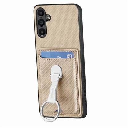 C1-9 for Samsung Galaxy A34 5G Case Leather Coated TPU+PC Kickstand Phone Cover Carbon Fiber Texture
