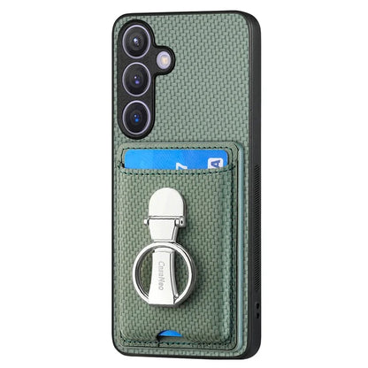 C1-9 for Samsung Galaxy S24+ Case Carbon Fiber Texture Card Holder Phone Cover with Folding Kickstand
