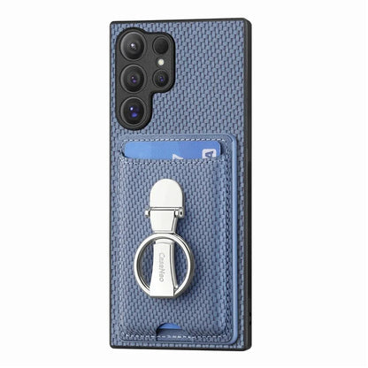 C1-9 for Samsung Galaxy S24 Ultra Case Anti-scratch Carbon Fiber Texture Kickstand Phone Cover