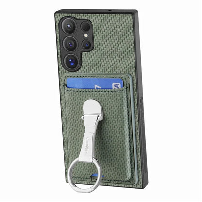 C1-9 for Samsung Galaxy S24 Ultra Case Anti-scratch Carbon Fiber Texture Kickstand Phone Cover