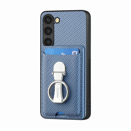 C1-9 for Samsung Galaxy S23 Case Card Holder Carbon Fiber Texture Leather+TPU+PC Phone Cover