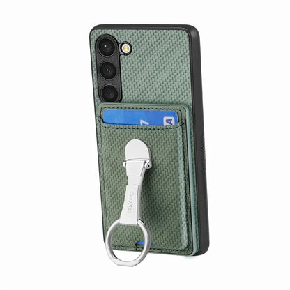 C1-9 for Samsung Galaxy S23 Case Card Holder Carbon Fiber Texture Leather+TPU+PC Phone Cover