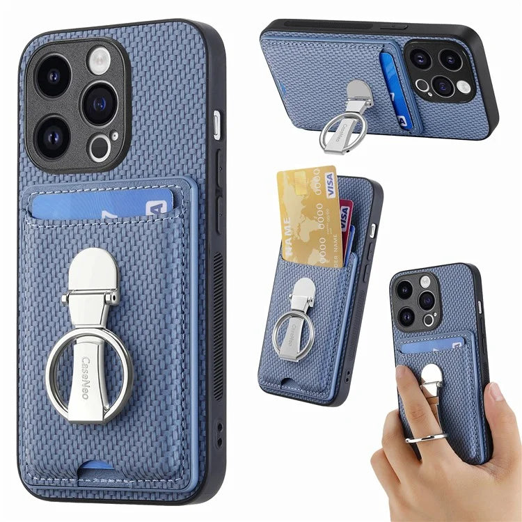 C1-9 for iPhone 13 Pro Max Case Leather+TPU+PC Kickstand Phone Cover with Card Slots