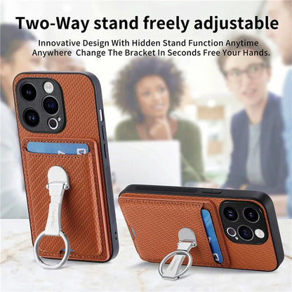 C1-9 for iPhone 13 Pro Max Case Leather+TPU+PC Kickstand Phone Cover with Card Slots