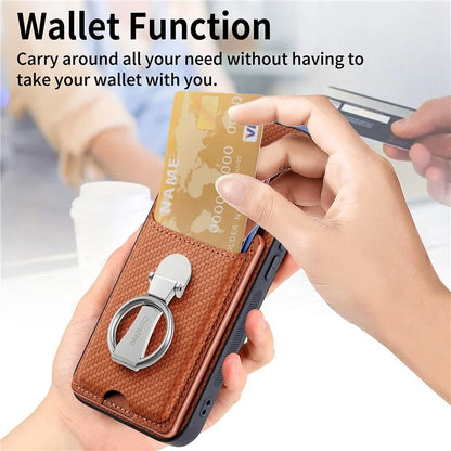 C1-9 for iPhone 13 Pro Max Case Leather+TPU+PC Kickstand Phone Cover with Card Slots