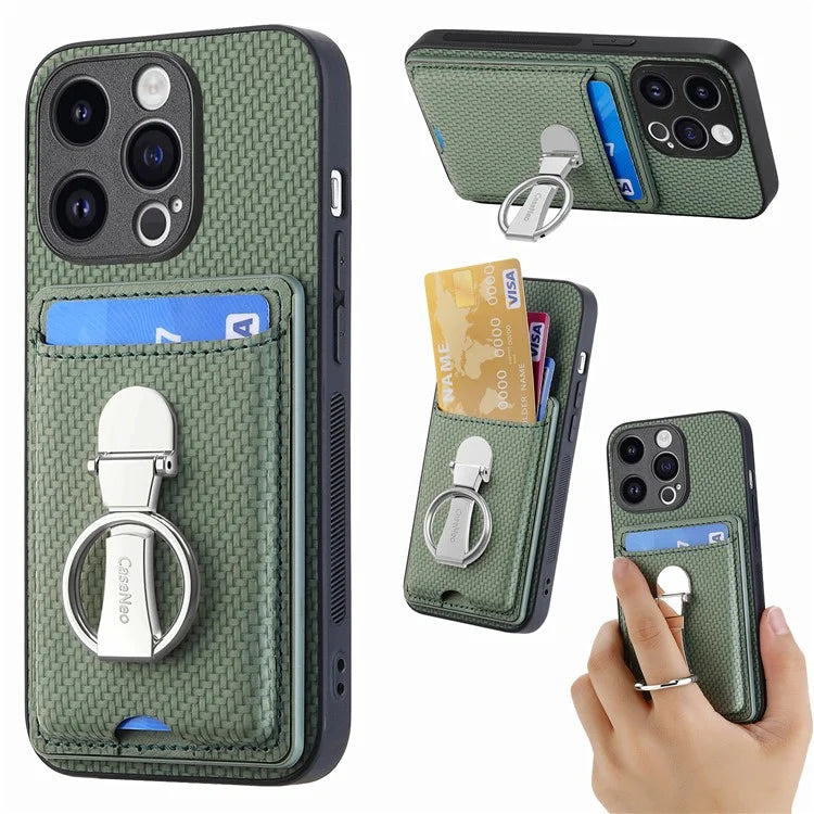 C1-9 for iPhone 13 Pro Max Case Leather+TPU+PC Kickstand Phone Cover with Card Slots