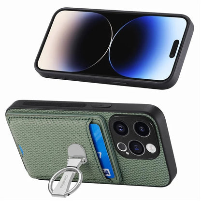 C1-9 for iPhone 13 Pro Max Case Leather+TPU+PC Kickstand Phone Cover with Card Slots