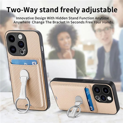 C1-9 for iPhone 13 Pro Max Case Leather+TPU+PC Kickstand Phone Cover with Card Slots