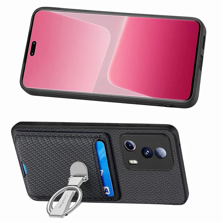 C1-9 For Xiaomi 13 Lite / Civi 2 5G Case  PU+TPU+PC Kickstand Phone Cover Carbon Fiber Texture