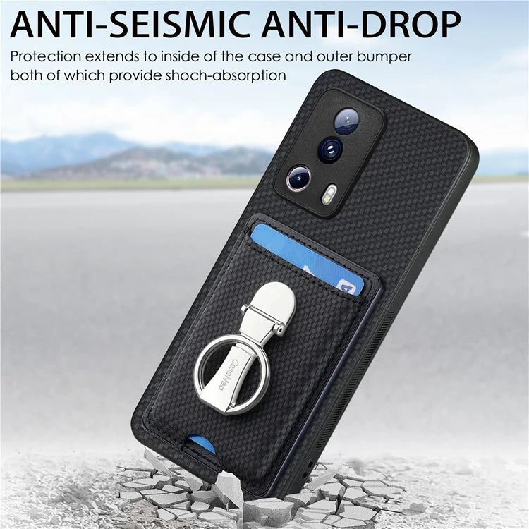 C1-9 For Xiaomi 13 Lite / Civi 2 5G Case  PU+TPU+PC Kickstand Phone Cover Carbon Fiber Texture