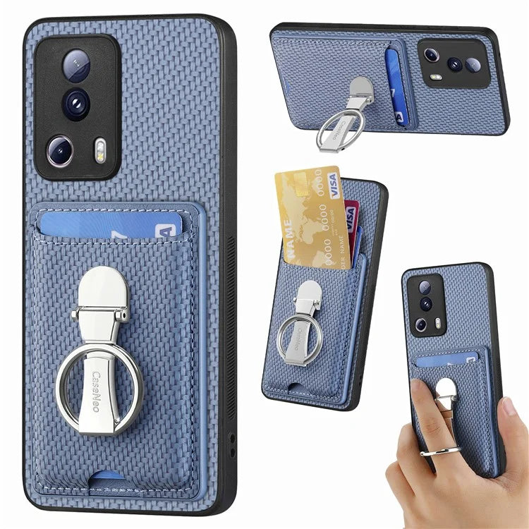 C1-9 For Xiaomi 13 Lite / Civi 2 5G Case  PU+TPU+PC Kickstand Phone Cover Carbon Fiber Texture