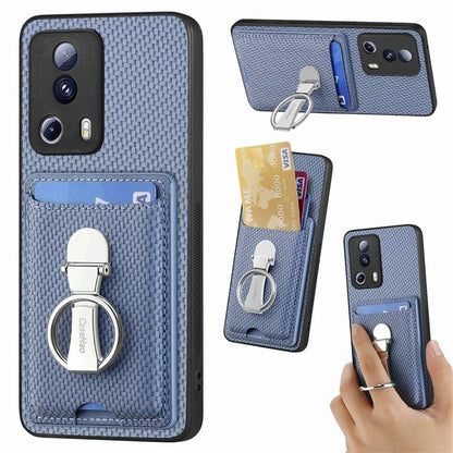 C1-9 For Xiaomi 13 Lite / Civi 2 5G Case  PU+TPU+PC Kickstand Phone Cover Carbon Fiber Texture