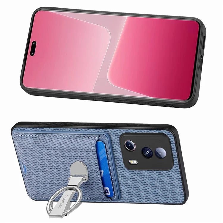 C1-9 For Xiaomi 13 Lite / Civi 2 5G Case  PU+TPU+PC Kickstand Phone Cover Carbon Fiber Texture