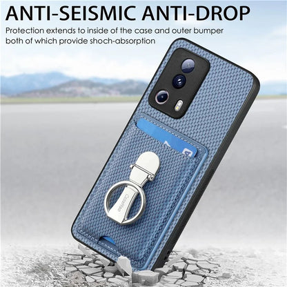 C1-9 For Xiaomi 13 Lite / Civi 2 5G Case  PU+TPU+PC Kickstand Phone Cover Carbon Fiber Texture