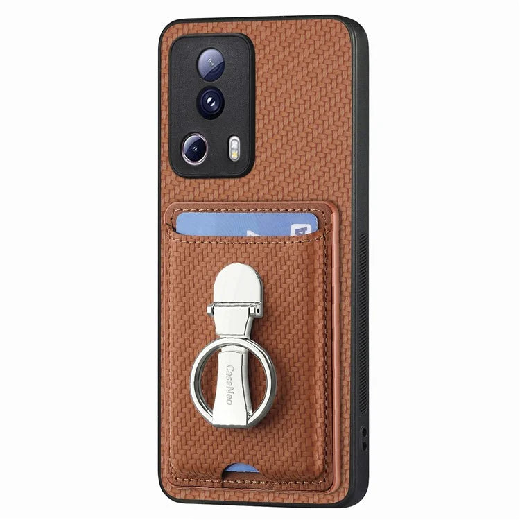 C1-9 For Xiaomi 13 Lite / Civi 2 5G Case  PU+TPU+PC Kickstand Phone Cover Carbon Fiber Texture