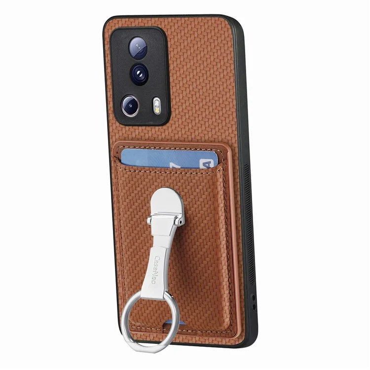 C1-9 For Xiaomi 13 Lite / Civi 2 5G Case  PU+TPU+PC Kickstand Phone Cover Carbon Fiber Texture