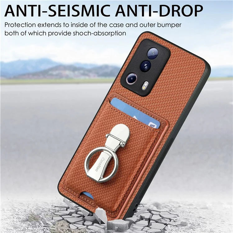 C1-9 For Xiaomi 13 Lite / Civi 2 5G Case  PU+TPU+PC Kickstand Phone Cover Carbon Fiber Texture
