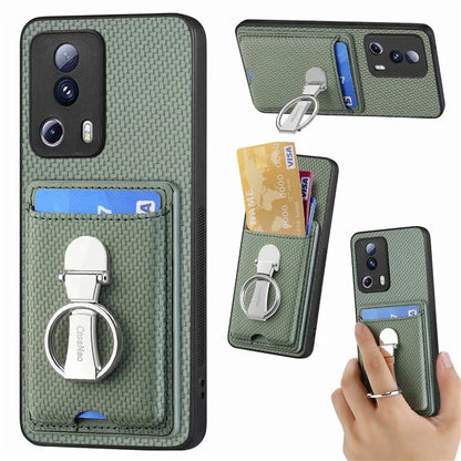 C1-9 For Xiaomi 13 Lite / Civi 2 5G Case  PU+TPU+PC Kickstand Phone Cover Carbon Fiber Texture