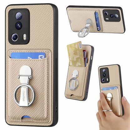 C1-9 For Xiaomi 13 Lite / Civi 2 5G Case  PU+TPU+PC Kickstand Phone Cover Carbon Fiber Texture