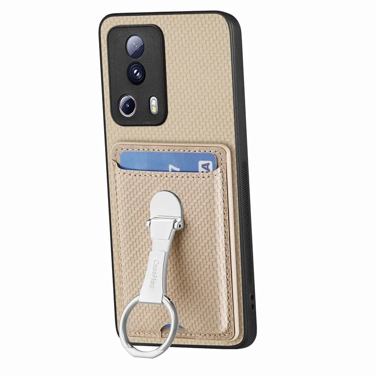C1-9 For Xiaomi 13 Lite / Civi 2 5G Case  PU+TPU+PC Kickstand Phone Cover Carbon Fiber Texture