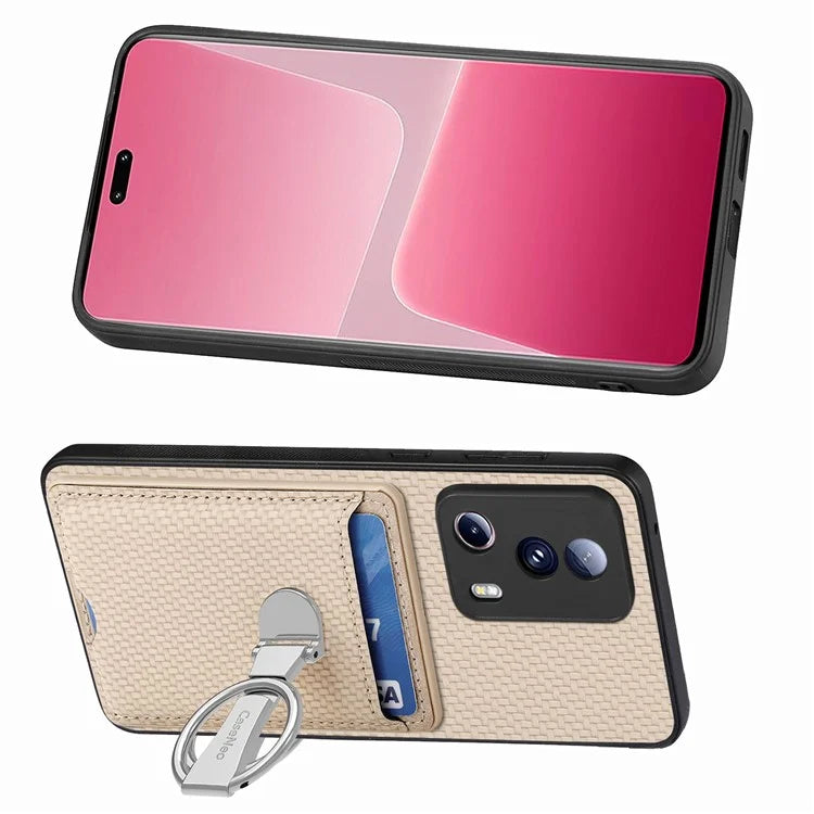 C1-9 For Xiaomi 13 Lite / Civi 2 5G Case  PU+TPU+PC Kickstand Phone Cover Carbon Fiber Texture