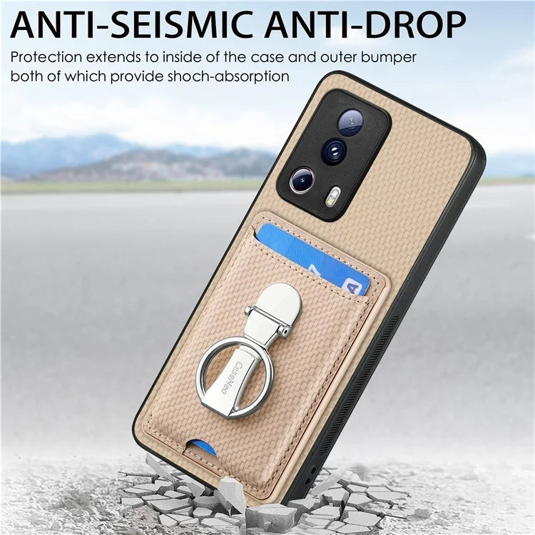 C1-9 For Xiaomi 13 Lite / Civi 2 5G Case  PU+TPU+PC Kickstand Phone Cover Carbon Fiber Texture