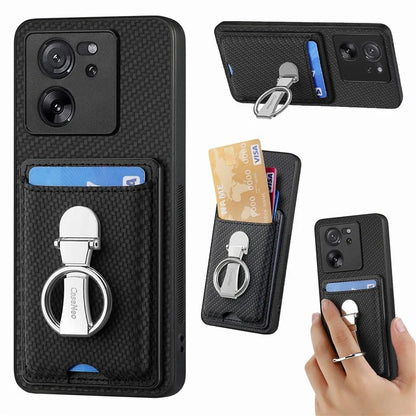 C1-9 for Xiaomi 13T / 13T Pro / Redmi K60 Ultra Case Carbon Fiber Texture Card Slots Phone Cover