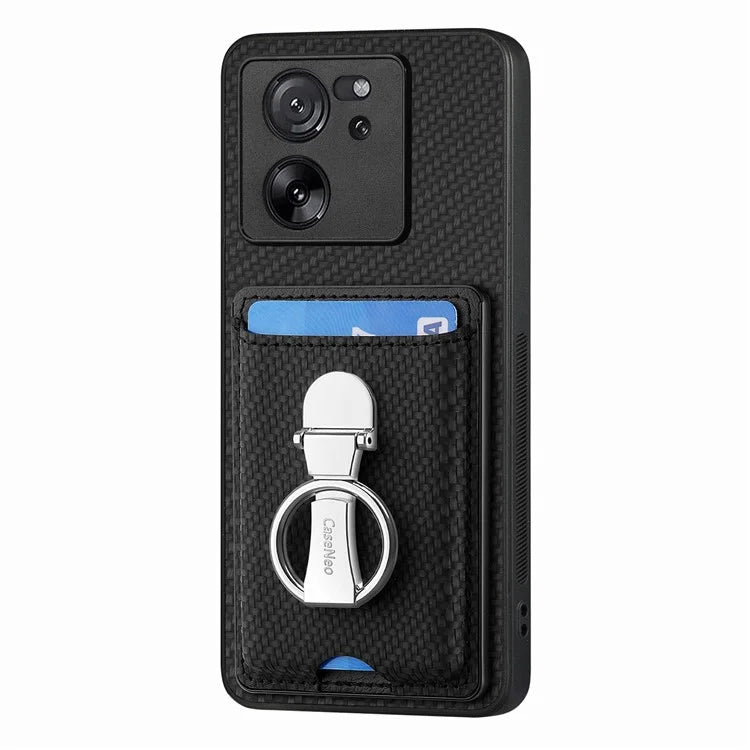 C1-9 for Xiaomi 13T / 13T Pro / Redmi K60 Ultra Case Carbon Fiber Texture Card Slots Phone Cover