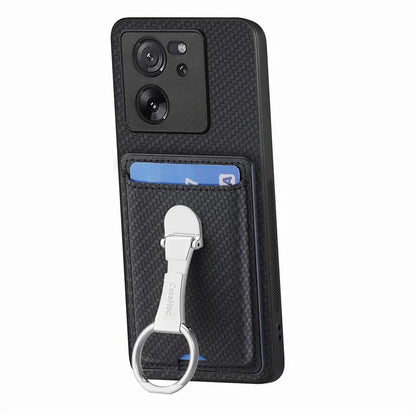 C1-9 for Xiaomi 13T / 13T Pro / Redmi K60 Ultra Case Carbon Fiber Texture Card Slots Phone Cover