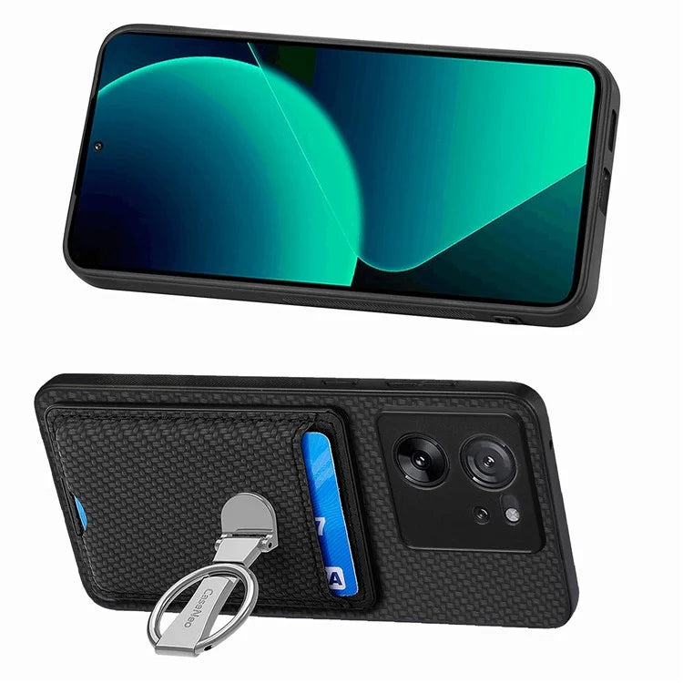 C1-9 for Xiaomi 13T / 13T Pro / Redmi K60 Ultra Case Carbon Fiber Texture Card Slots Phone Cover