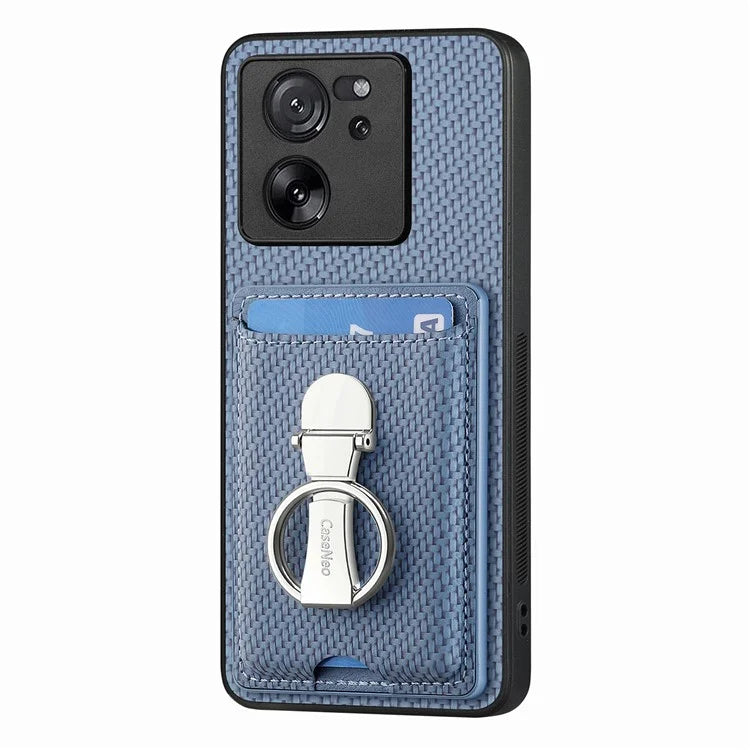 C1-9 for Xiaomi 13T / 13T Pro / Redmi K60 Ultra Case Carbon Fiber Texture Card Slots Phone Cover