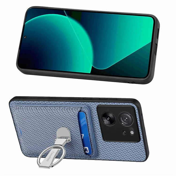 C1-9 for Xiaomi 13T / 13T Pro / Redmi K60 Ultra Case Carbon Fiber Texture Card Slots Phone Cover