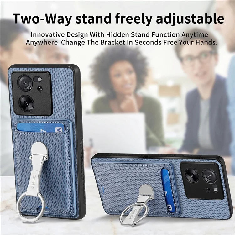 C1-9 for Xiaomi 13T / 13T Pro / Redmi K60 Ultra Case Carbon Fiber Texture Card Slots Phone Cover