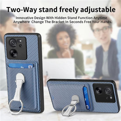 C1-9 for Xiaomi 13T / 13T Pro / Redmi K60 Ultra Case Carbon Fiber Texture Card Slots Phone Cover