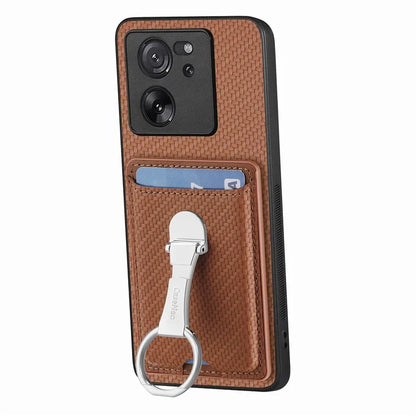 C1-9 for Xiaomi 13T / 13T Pro / Redmi K60 Ultra Case Carbon Fiber Texture Card Slots Phone Cover